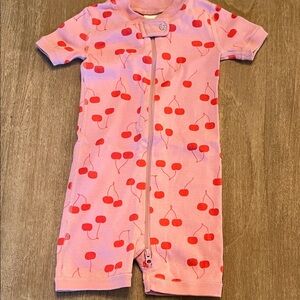 Hanna Andersson Pink and Red Cherry Short Sleeve One-Piece
